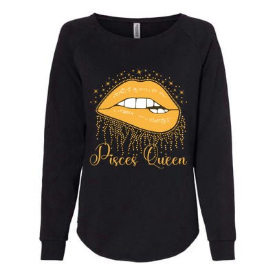 Trendy Lip Biting Pisces Queen Lips Drip Graphic Design Meaningful Gift Womens California Wash Sweatshirt