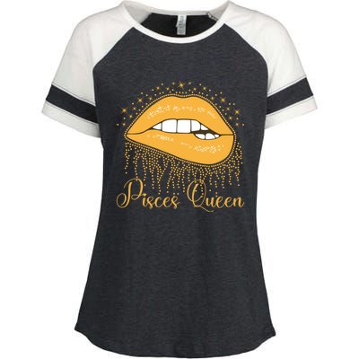 Trendy Lip Biting Pisces Queen Lips Drip Graphic Design Meaningful Gift Enza Ladies Jersey Colorblock Tee