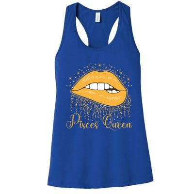 Trendy Lip Biting Pisces Queen Lips Drip Graphic Design Meaningful Gift Women's Racerback Tank