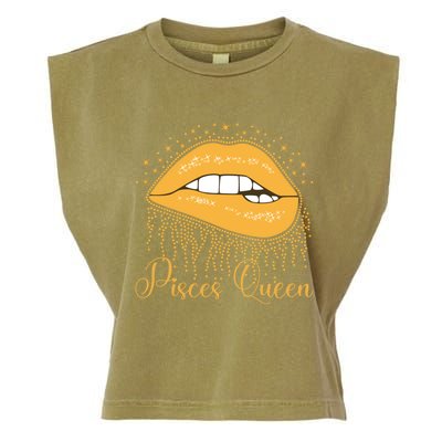 Trendy Lip Biting Pisces Queen Lips Drip Graphic Design Meaningful Gift Garment-Dyed Women's Muscle Tee