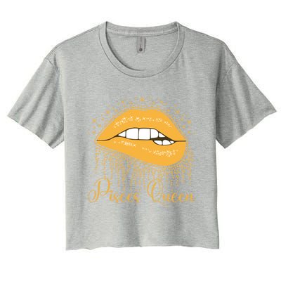 Trendy Lip Biting Pisces Queen Lips Drip Graphic Design Meaningful Gift Women's Crop Top Tee