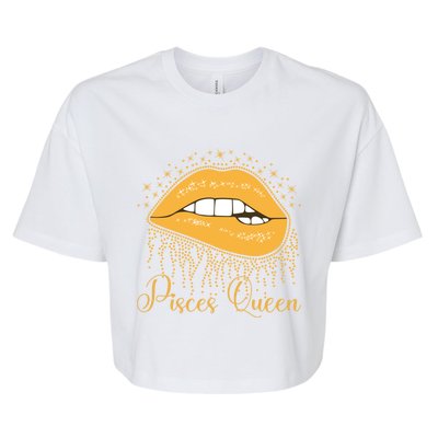 Trendy Lip Biting Pisces Queen Lips Drip Graphic Design Meaningful Gift Bella+Canvas Jersey Crop Tee