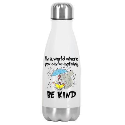 Teacher Life Be Kind Gift For Teacher Cat In Hat Stainless Steel Insulated Water Bottle