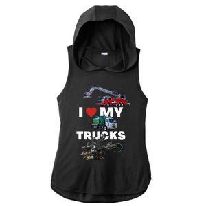 Truck Lovers Born To Truck Driving Passion Ladies PosiCharge Tri-Blend Wicking Draft Hoodie Tank