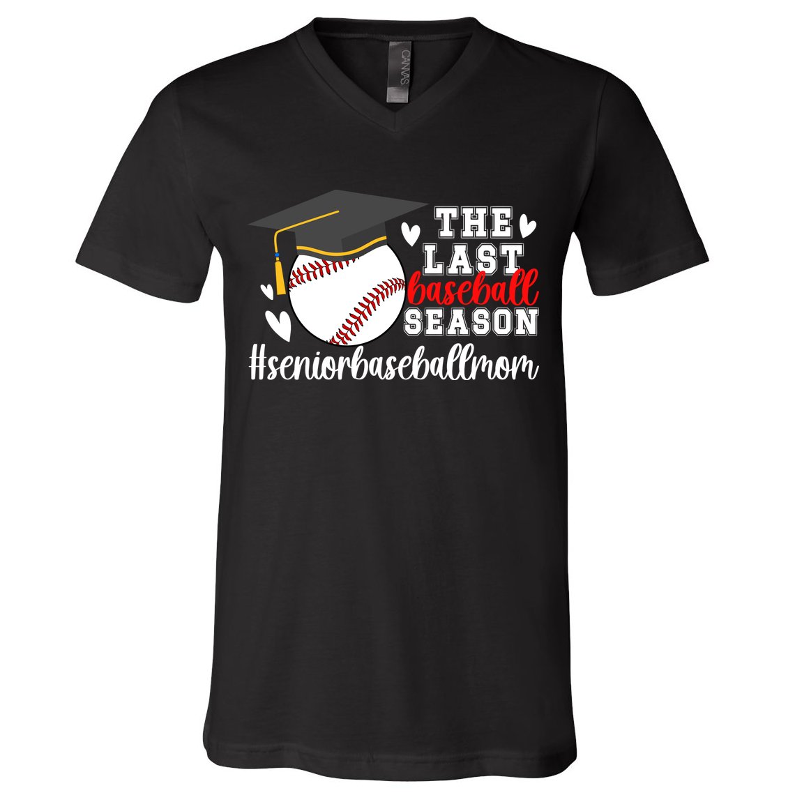 The Last Baseball Season Baseball Senior Mom 2025 V-Neck T-Shirt