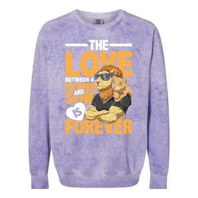 The Love Between A Father And Son Is Forever Gift Colorblast Crewneck Sweatshirt