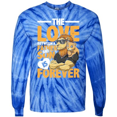 The Love Between A Father And Son Is Forever Gift Tie-Dye Long Sleeve Shirt