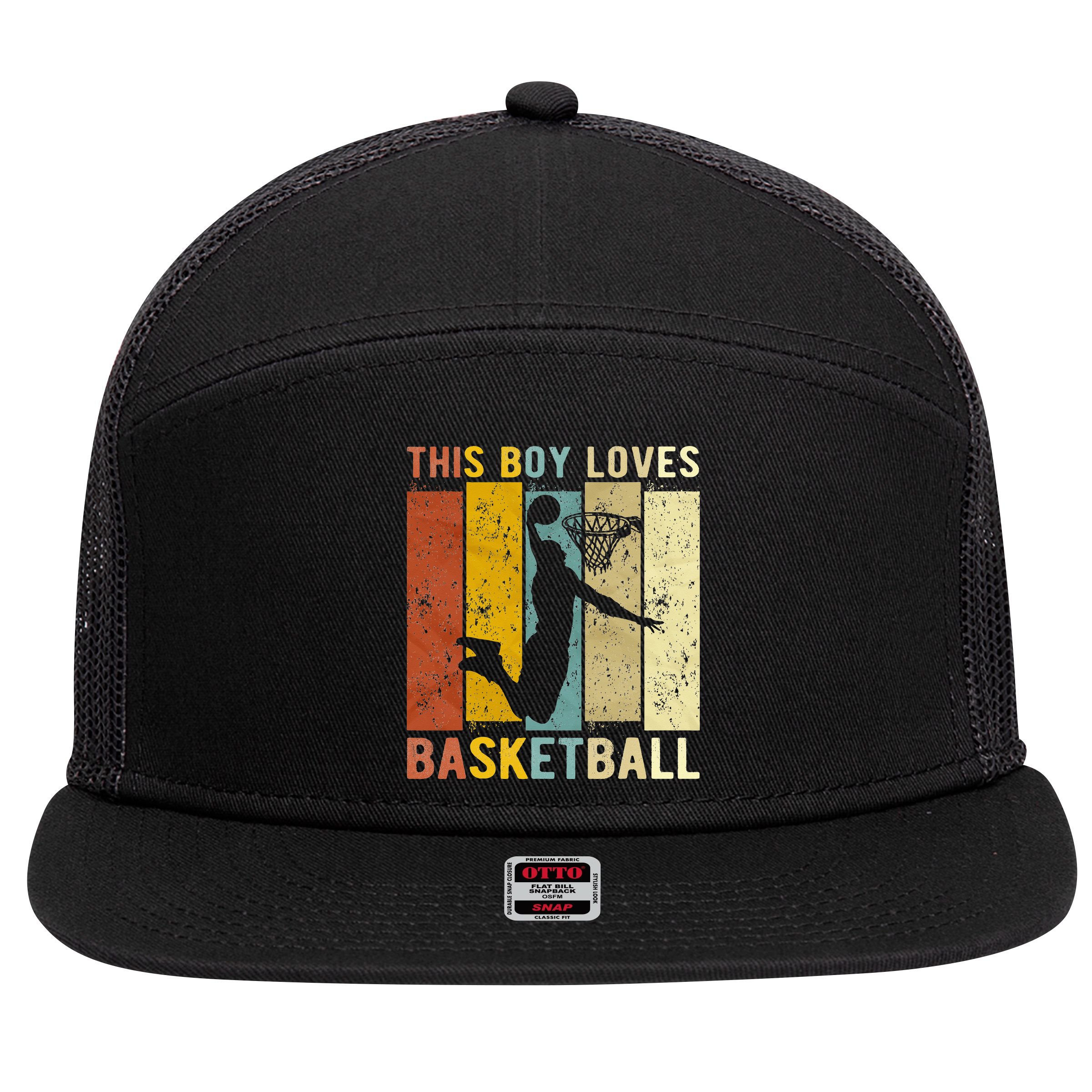 This  Loves Basketball Boys Basketball 7 Panel Mesh Trucker Snapback Hat