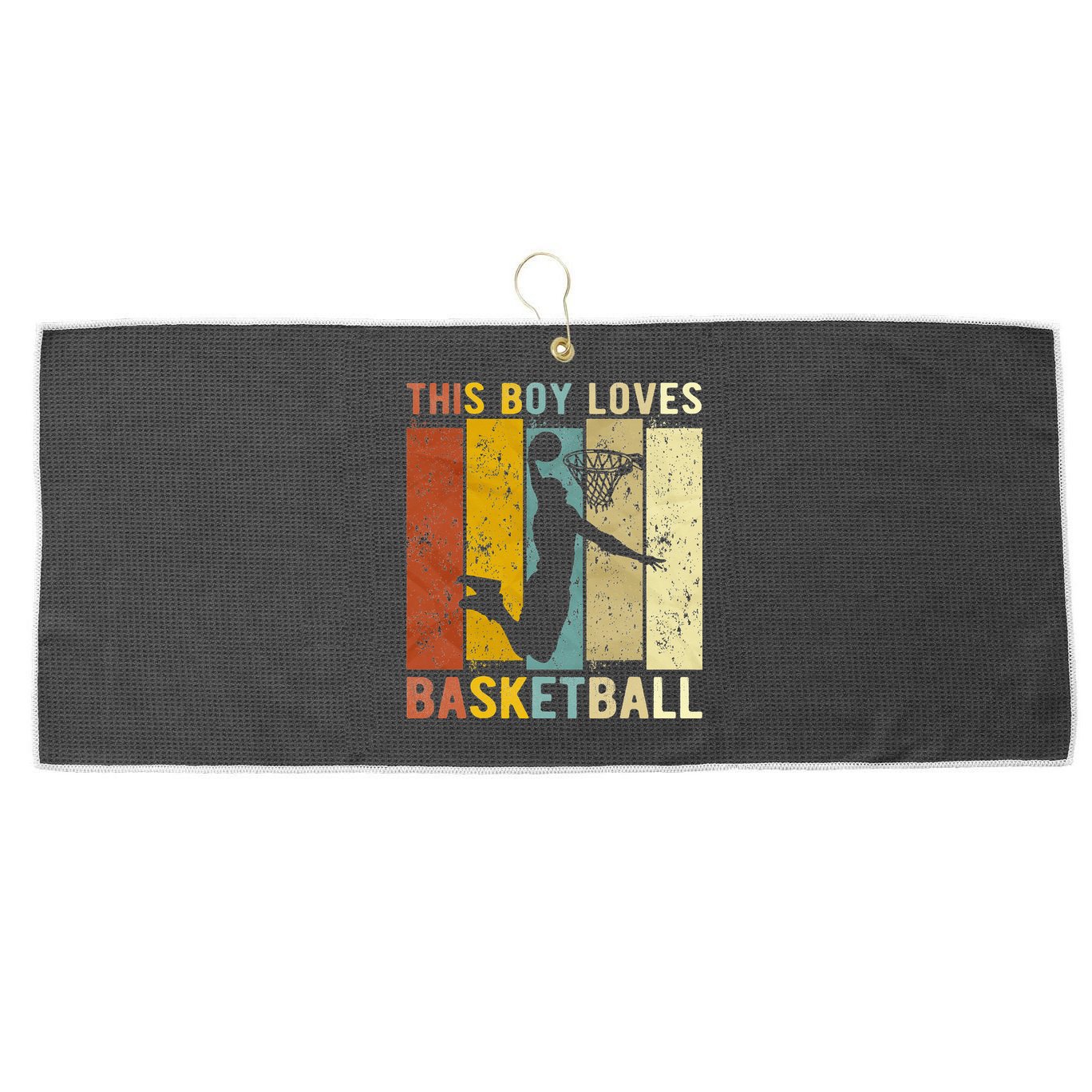 This  Loves Basketball Boys Basketball Large Microfiber Waffle Golf Towel