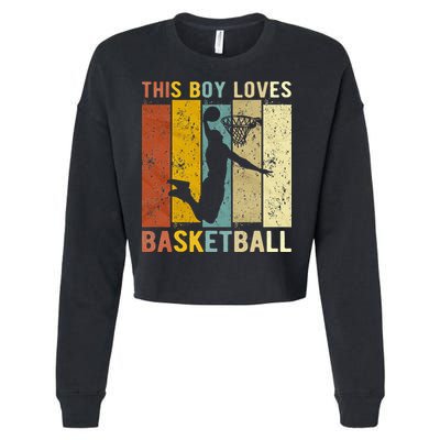 This  Loves Basketball Boys Basketball Cropped Pullover Crew