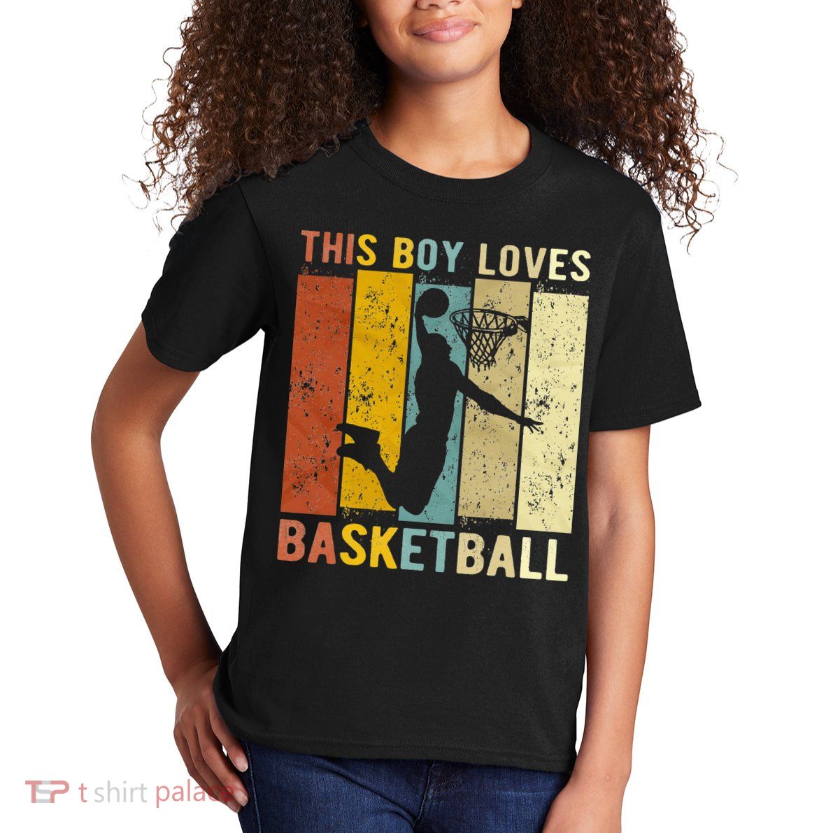 This  Loves Basketball Boys Basketball Kids T-Shirt
