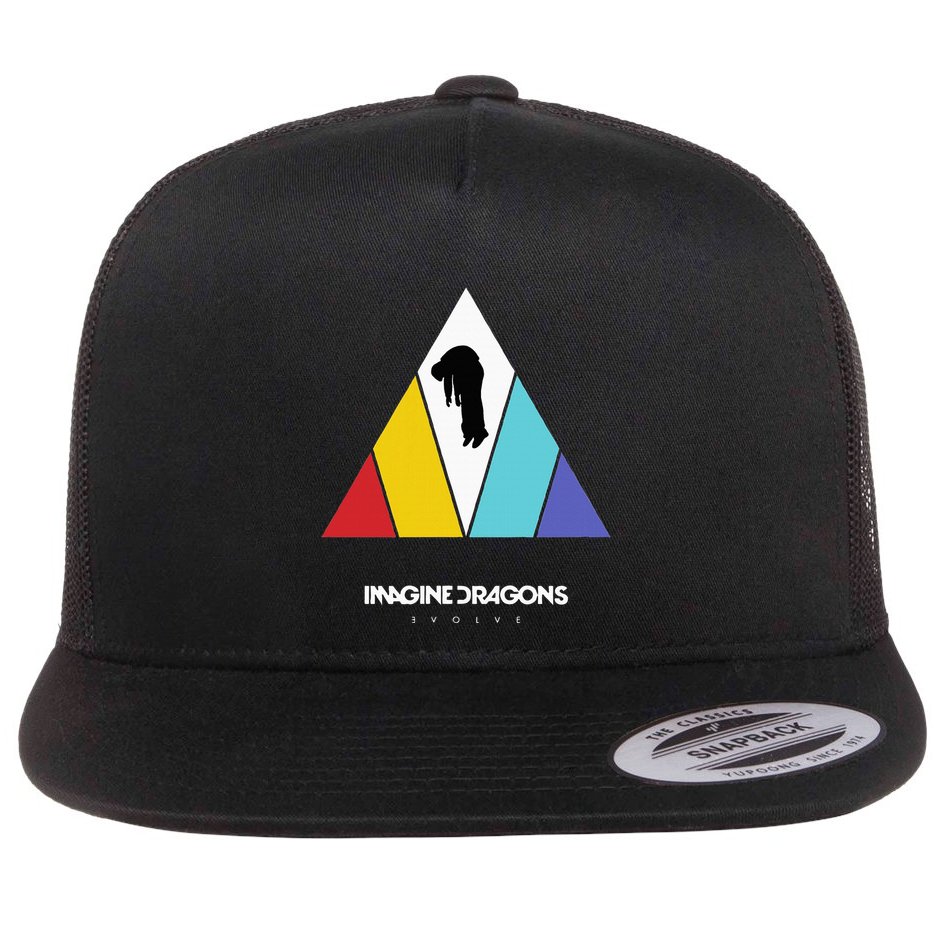 Triangle Logo Black Flat Bill Trucker Hat