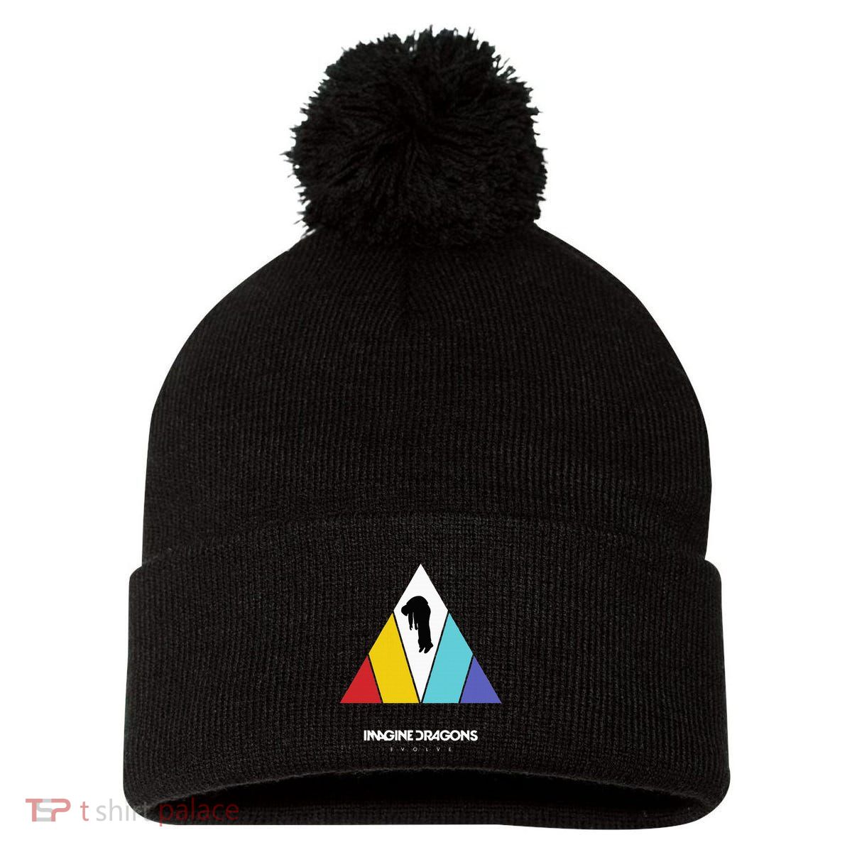 Triangle Logo Black Pom Pom 12in Knit Beanie