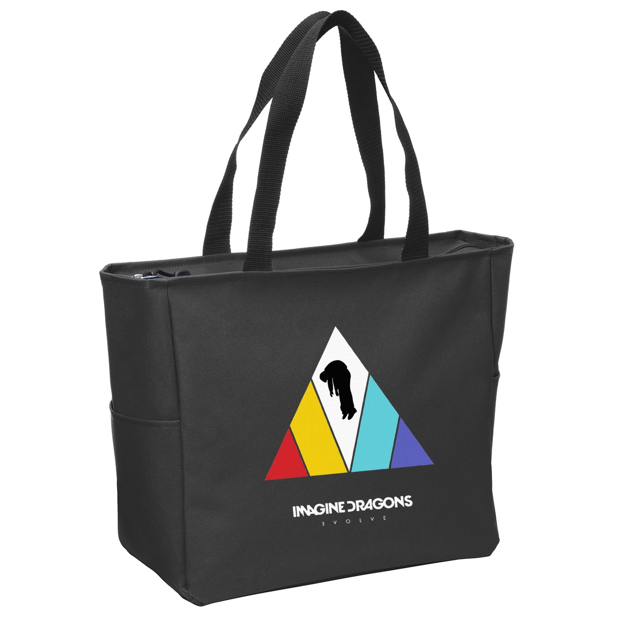 Triangle Logo Black Zip Tote Bag