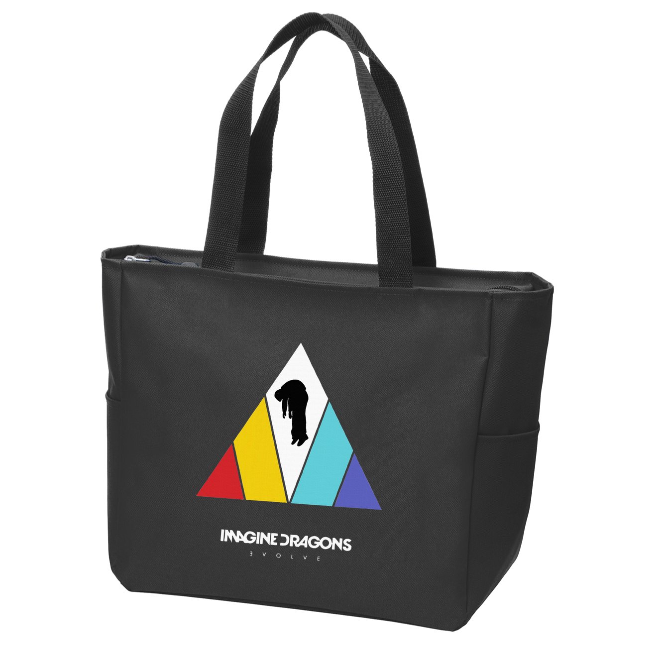 Triangle Logo Black Zip Tote Bag