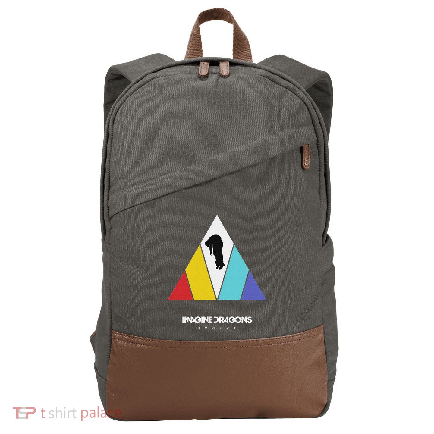 Triangle Logo Black Cotton Canvas Backpack