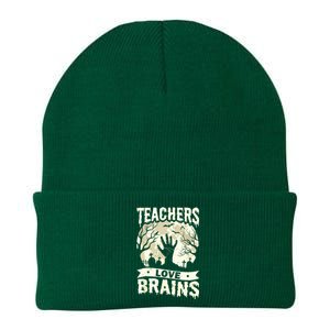 Teachers Love Brains Halloween Costume Boo Trick Teach Funny Knit Cap Winter Beanie