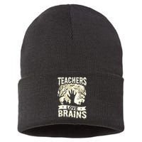 Teachers Love Brains Halloween Costume Boo Trick Teach Funny Sustainable Knit Beanie