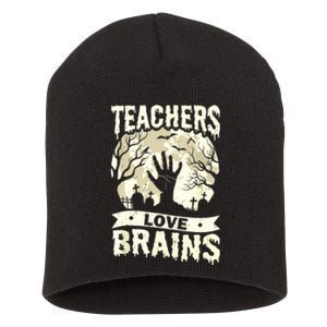 Teachers Love Brains Halloween Costume Boo Trick Teach Funny Short Acrylic Beanie