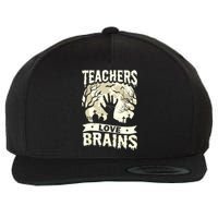 Teachers Love Brains Halloween Costume Boo Trick Teach Funny Wool Snapback Cap