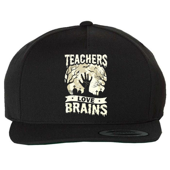 Teachers Love Brains Halloween Costume Boo Trick Teach Funny Wool Snapback Cap