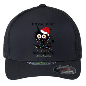 Teacher Life Black Cat Fine I Am Fine Everything Is Fine Funny Gift Flexfit Unipanel Trucker Cap