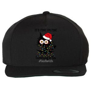 Teacher Life Black Cat Fine I Am Fine Everything Is Fine Funny Gift Wool Snapback Cap