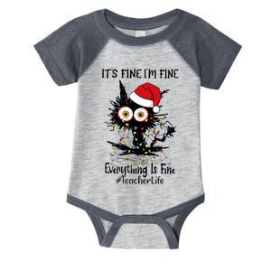 Teacher Life Black Cat Fine I Am Fine Everything Is Fine Funny Gift Infant Baby Jersey Bodysuit