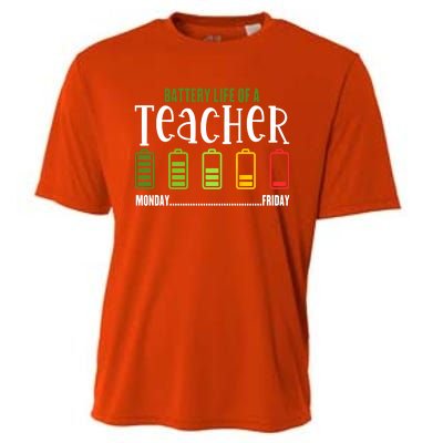 Teacher Low Battery Teacher Battery Life Of A Teacher Gift Cooling Performance Crew T-Shirt