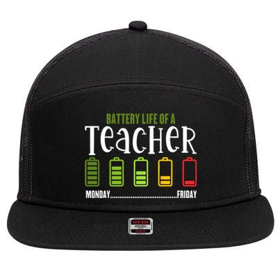 Teacher Low Battery Teacher Battery Life Of A Teacher Gift 7 Panel Mesh Trucker Snapback Hat