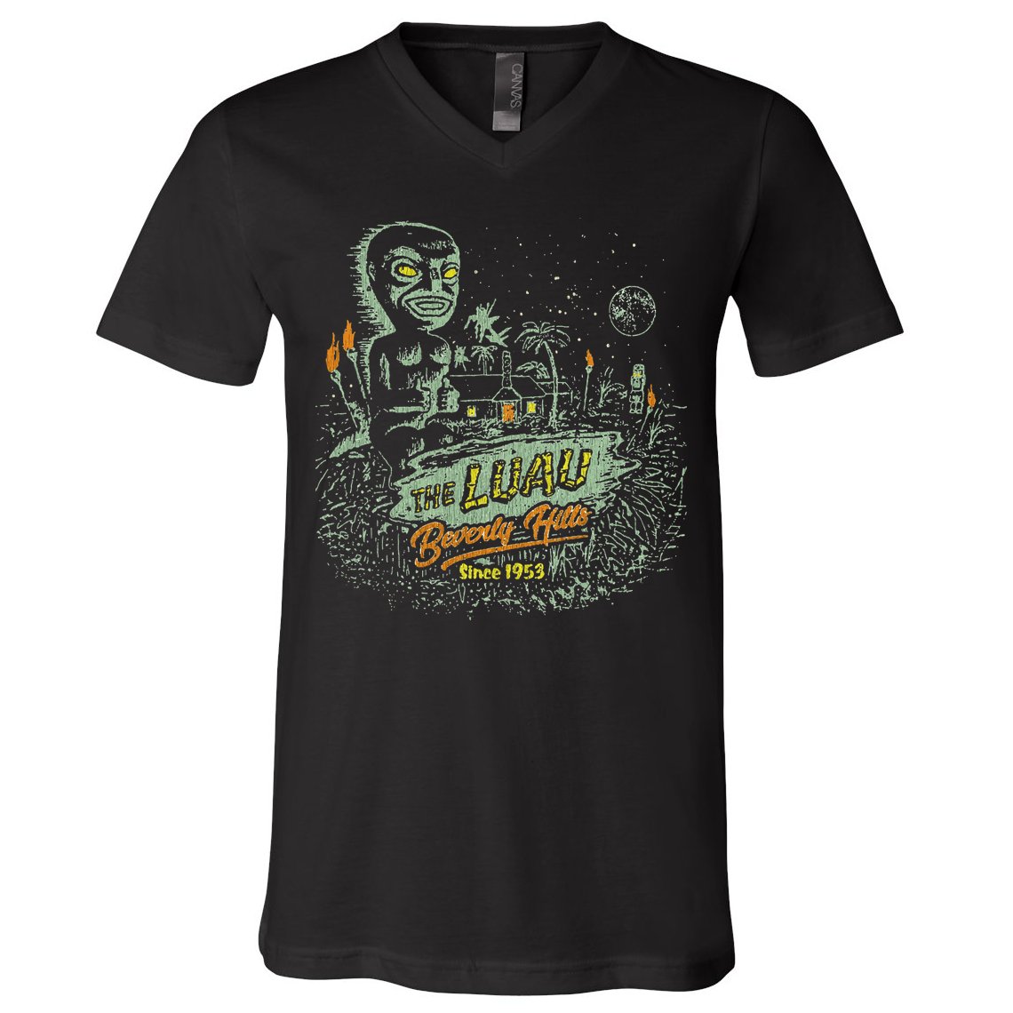The Luau Beverly Hills California Vintage Tiki Bar V-Neck T-Shirt