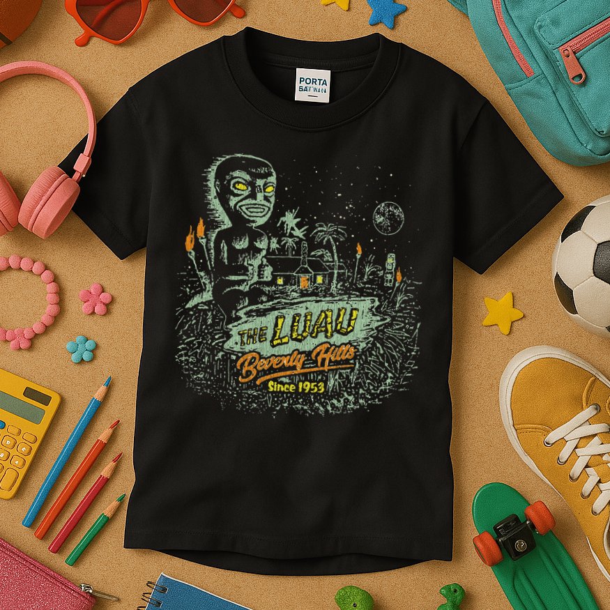 The Luau Beverly Hills California Vintage Tiki Bar Kids T-Shirt