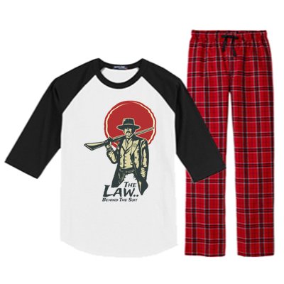 The Law Behind The Suit Retro Cowboy Funny Gift Raglan Sleeve Pajama Set