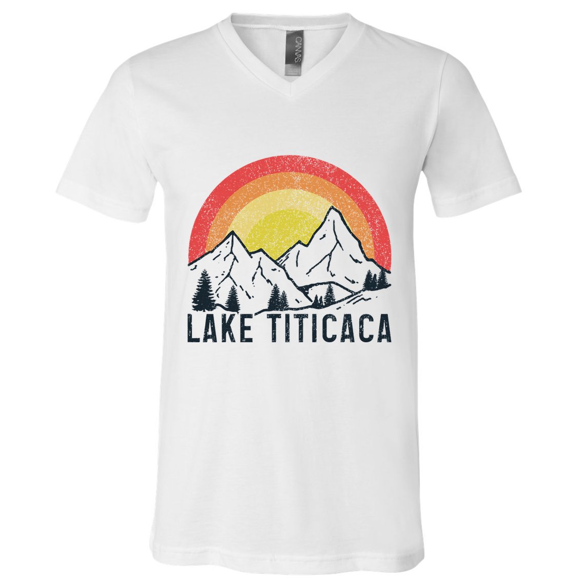 Titicaca Lake Bolivia Vintage Bolivian Souvenir V-Neck T-Shirt
