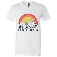 Titicaca Lake Bolivia Vintage Bolivian Souvenir V-Neck T-Shirt