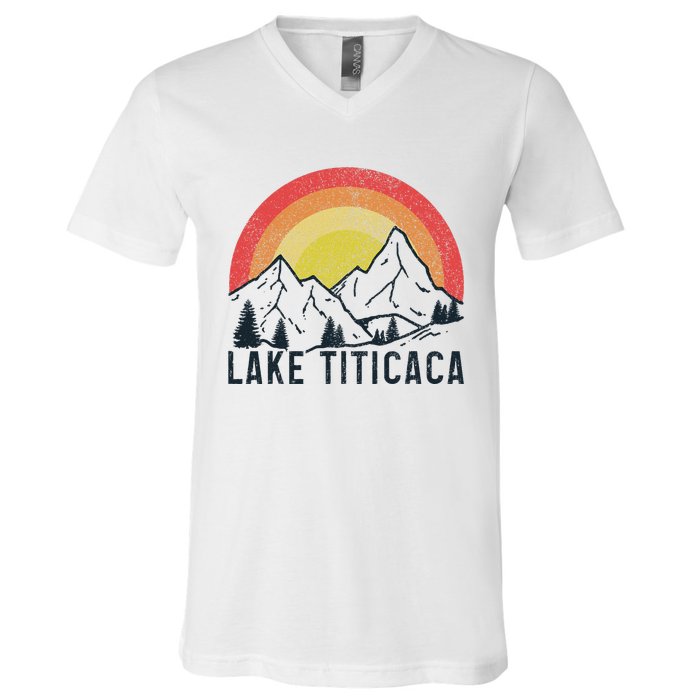 Titicaca Lake Bolivia Vintage Bolivian Souvenir V-Neck T-Shirt