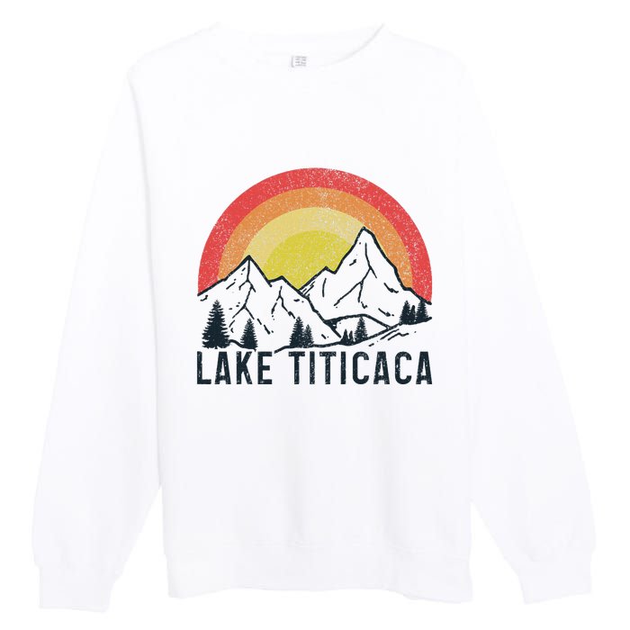 Titicaca Lake Bolivia Vintage Bolivian Souvenir Premium Crewneck Sweatshirt