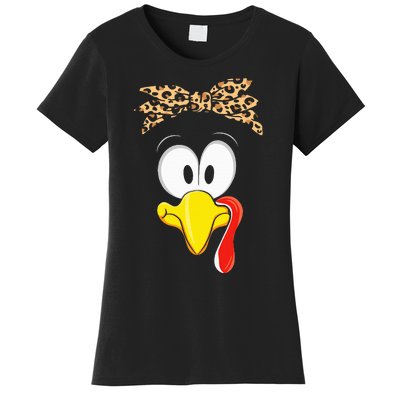 Thanksgiving Leopard Bandana with Turkey Print Women's T-Shirt