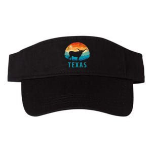 Texas Longhorn Cow Texan Cattle Herd Retro Lone Star Valucap Bio-Washed Visor