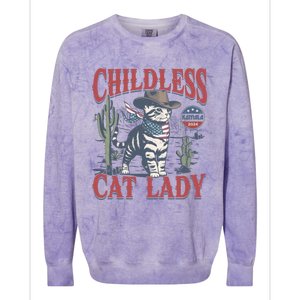 This Less Cat Lady Ladies Is Voting Kamala Election 24 Gift Colorblast Crewneck Sweatshirt