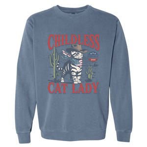 This Less Cat Lady Ladies Is Voting Kamala Election 24 Gift Garment-Dyed Sweatshirt