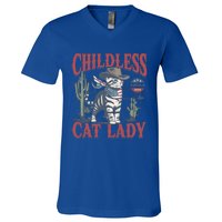 This Less Cat Lady Ladies Is Voting Kamala Election 24 Gift V-Neck T-Shirt