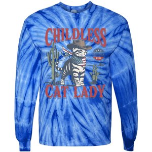 This Less Cat Lady Ladies Is Voting Kamala Election 24 Gift Tie-Dye Long Sleeve Shirt