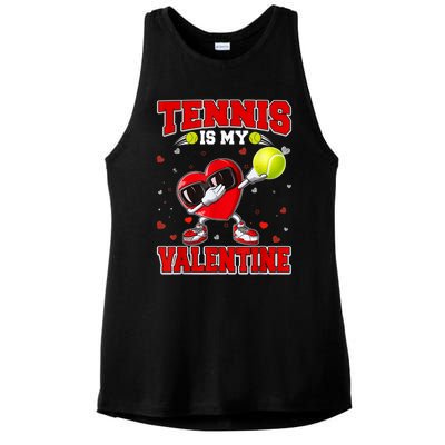 Tennis Lover Cute Heart Dabbing Valentines Day Cool Gift Ladies PosiCharge Tri-Blend Wicking Tank