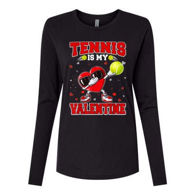 Tennis Lover Cute Heart Dabbing Valentines Day Cool Gift Womens Cotton Relaxed Long Sleeve T-Shirt