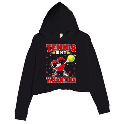 Tennis Lover Cute Heart Dabbing Valentines Day Cool Gift Crop Fleece Hoodie