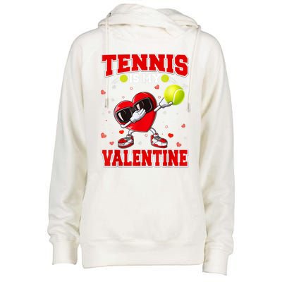 Tennis Lover Cute Heart Dabbing Valentines Day Cool Gift Womens Funnel Neck Pullover Hood