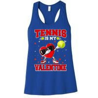 Tennis Lover Cute Heart Dabbing Valentines Day Cool Gift Women's Racerback Tank