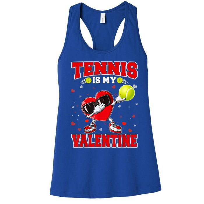 Tennis Lover Cute Heart Dabbing Valentines Day Cool Gift Women's Racerback Tank