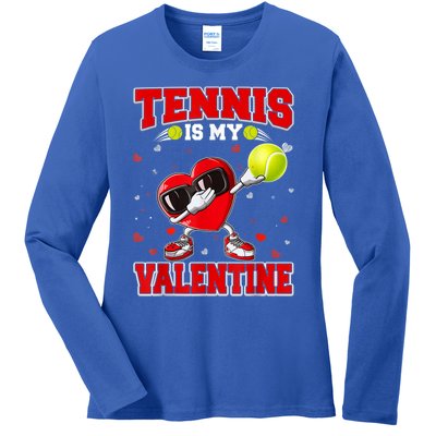 Tennis Lover Cute Heart Dabbing Valentines Day Cool Gift Ladies Long Sleeve Shirt